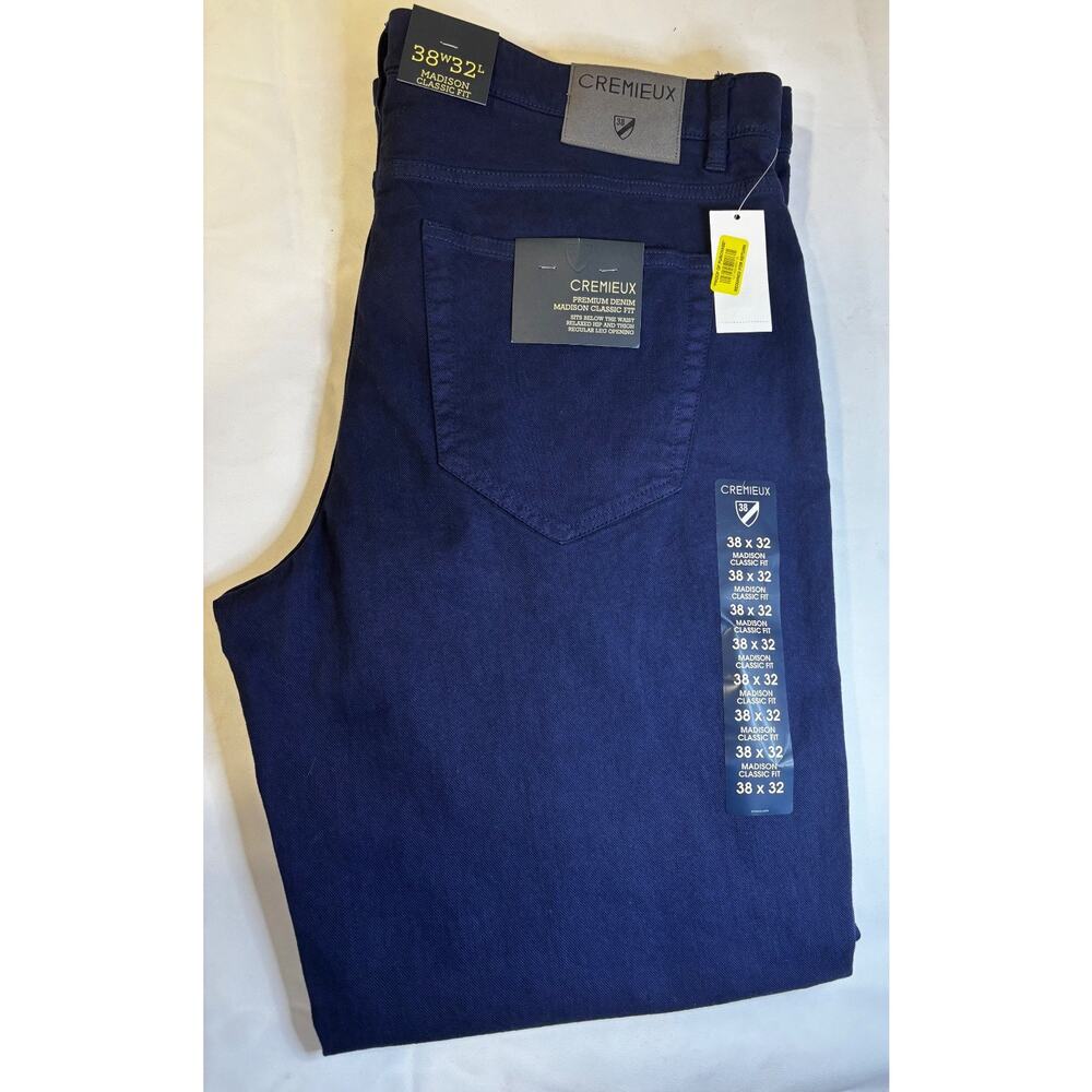 Cremieux Premium Jeans Men's Size 38x32 Madison Classic Fit Denim Blue New NWT
